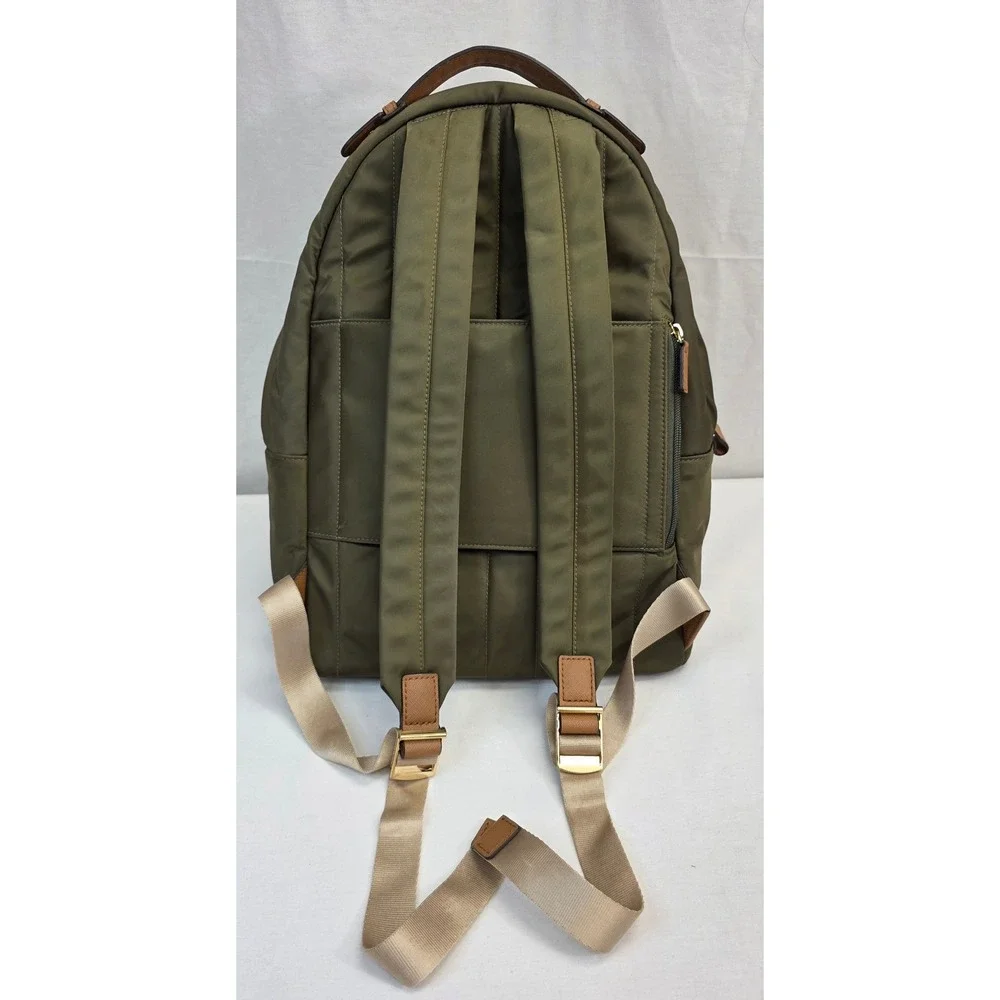 Michael Kors Olive Green Nylon Backpack with Tan Leather Trim and Gold Hardware - Picture 12 of 16